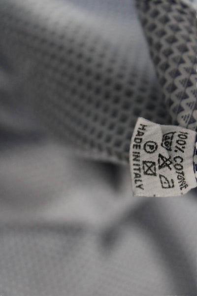 Ravazzolo Mens Button Front Long Sleeve Printed Dress Shirt Navy White Size 18