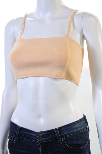 ALC Womens Spaghetti Strap Square Neck Cropped Top Light Orange Size XS