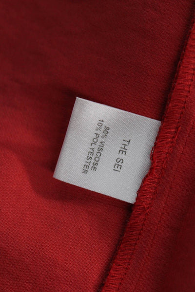 The Sei Womens Short Sleeve Collared Cropped Wrap Top Solid Red Size 2
