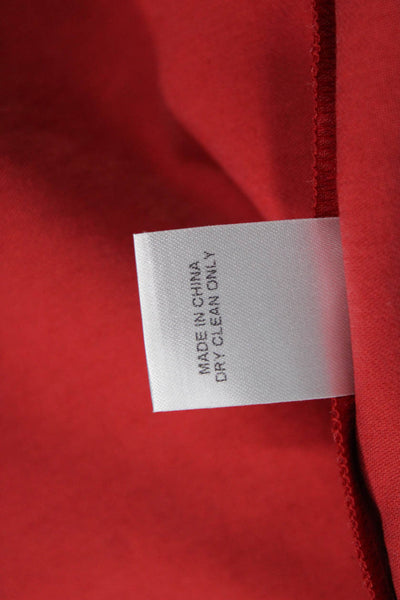 The Sei Womens Short Sleeve Collared Cropped Wrap Top Solid Red Size 2