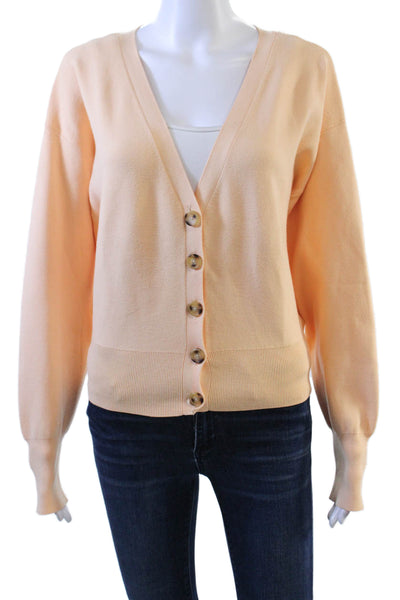 ALC Womens V-Neck Long Sleeve Cropped Buttoned Cardigan Light Orange Size M