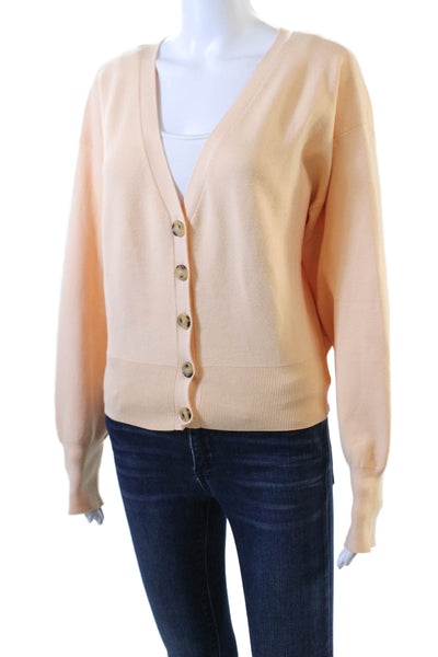 ALC Womens V-Neck Long Sleeve Cropped Buttoned Cardigan Light Orange Size M