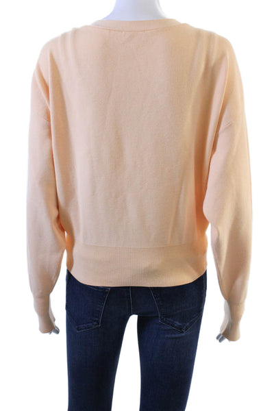 ALC Womens V-Neck Long Sleeve Cropped Buttoned Cardigan Light Orange Size M