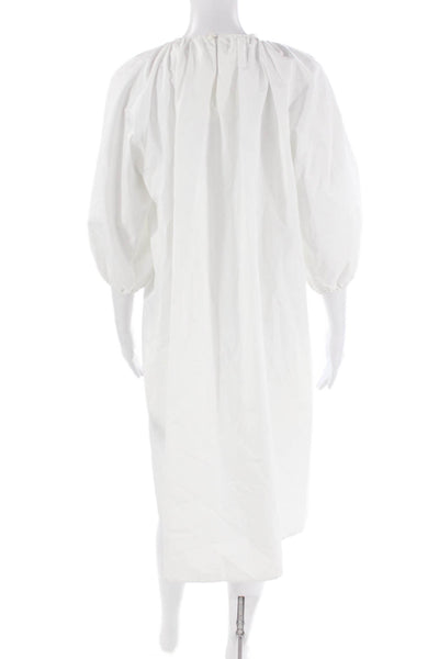 Dice Kayek Womens 3/4 Sleeve Crew Neck Floral Embroidered Dress White Size FR 38