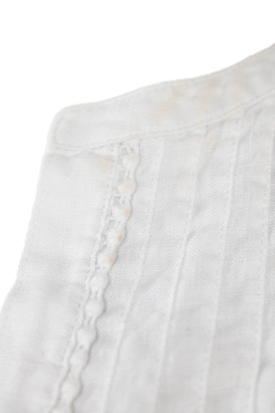 J Jill Womens Linen Round Neck Long Sleeve Pullover Blouse Top White SIze XS