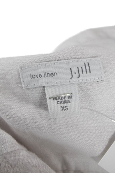 J Jill Womens Linen Round Neck Long Sleeve Pullover Blouse Top White SIze XS