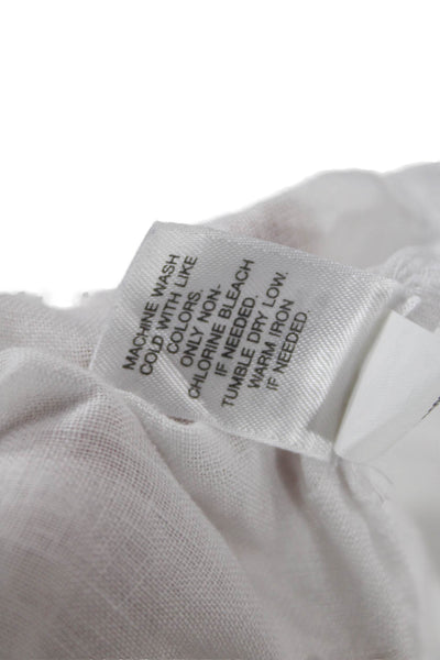 J Jill Womens Linen Round Neck Long Sleeve Pullover Blouse Top White SIze XS