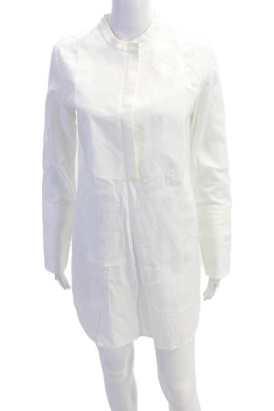 Protagonist Womens Cotton Long Sleeve Button Up Shirt Dress White Size 4