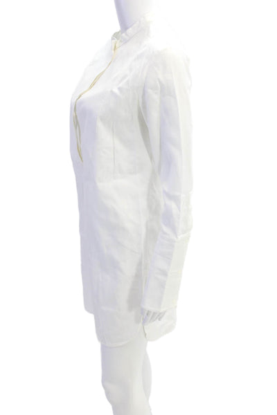 Protagonist Womens Cotton Long Sleeve Button Up Shirt Dress White Size 4