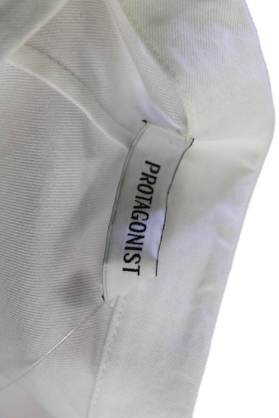 Protagonist Womens Cotton Long Sleeve Button Up Shirt Dress White Size 4