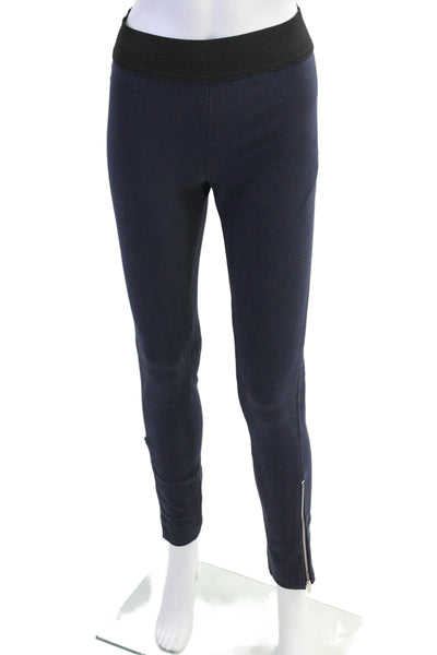 Stella McCartney Womens Pull On Elastic Waist Ankle Zip Pants Blue Size 38