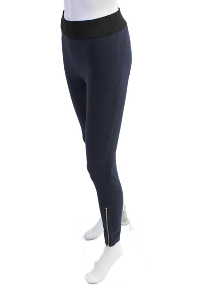 Stella McCartney Womens Pull On Elastic Waist Ankle Zip Pants Blue Size 38
