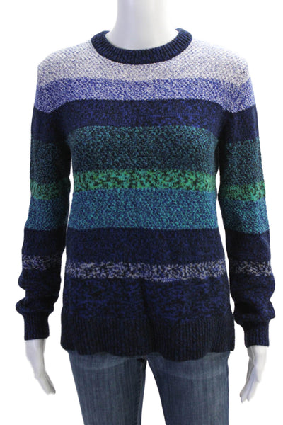 Proenza Schouler Womens Long Sleeve Striped Pullover Sweater Blue Size XS