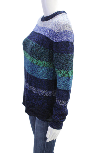 Proenza Schouler Womens Long Sleeve Striped Pullover Sweater Blue Size XS