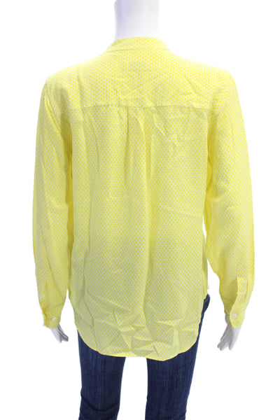 Equipment Femme Womens Silk Diamond Print Button Down Blouse Yellow Size S