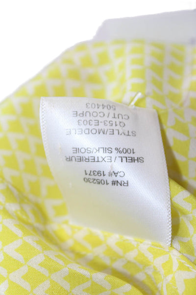 Equipment Femme Womens Silk Diamond Print Button Down Blouse Yellow Size S