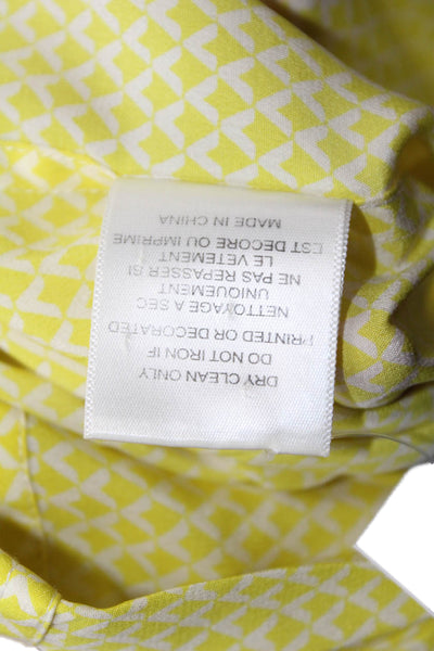 Equipment Femme Womens Silk Diamond Print Button Down Blouse Yellow Size S