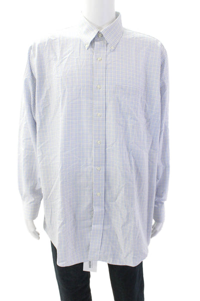 Brooks Brothers Mens Cotton Long Sleeve Plaid Button Down Shirt Blue Size 18-35
