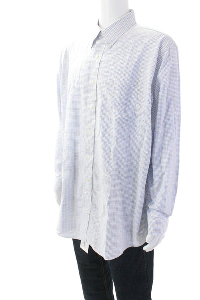 Brooks Brothers Mens Cotton Long Sleeve Plaid Button Down Shirt Blue Size 18-35