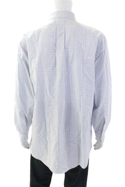 Brooks Brothers Mens Cotton Long Sleeve Plaid Button Down Shirt Blue Size 18-35