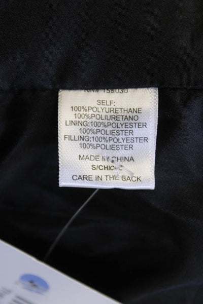 Brooklyn Karma Womens Faux Leather Button Down Cropped Vest Black Size Small