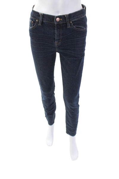 J Crew Womens High Rise Skinny Leg Dark Wash Jeans Blue Cotton Size 26