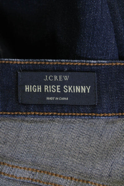 J Crew Womens High Rise Skinny Leg Dark Wash Jeans Blue Cotton Size 26