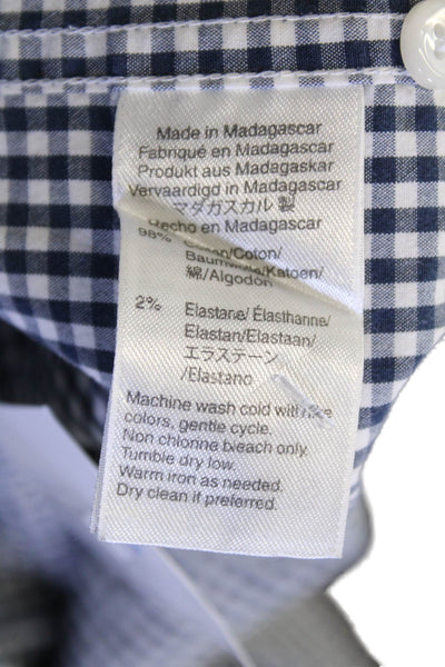 J Crew Mens Plaid Slim Untucked Button Down Shirt Navy Blue Cotton Size Medium