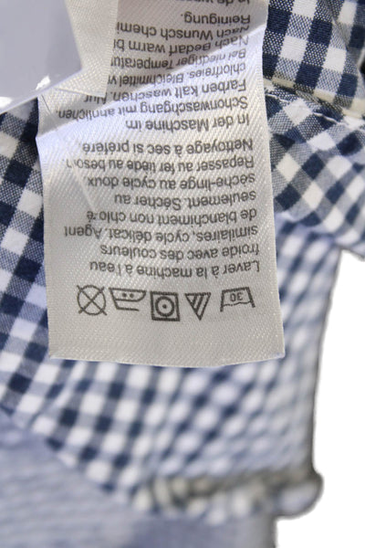 J Crew Mens Plaid Slim Untucked Button Down Shirt Navy Blue Cotton Size Medium