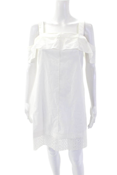 Proenza Schouler Womens Eyelet Trim Sleeveless Dress White Cotton Size 6