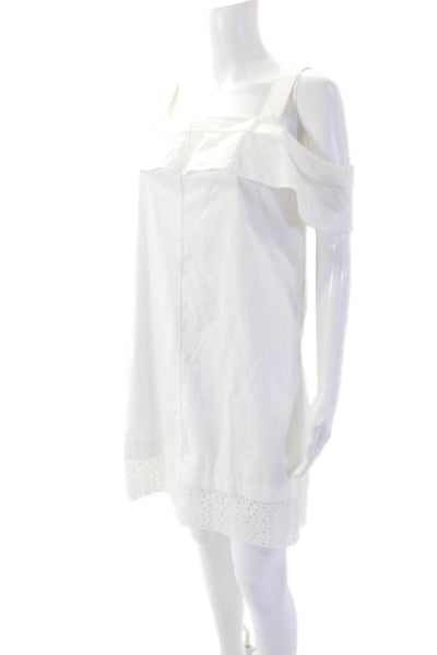 Proenza Schouler Womens Eyelet Trim Sleeveless Dress White Cotton Size 6
