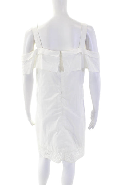 Proenza Schouler Womens Eyelet Trim Sleeveless Dress White Cotton Size 6
