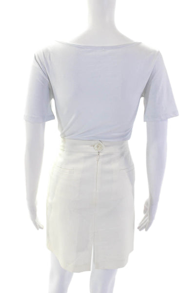 Mason Womens Pleated Front Asymmetrical Mini Skirt White Size 6