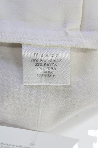 Mason Womens Pleated Front Asymmetrical Mini Skirt White Size 6