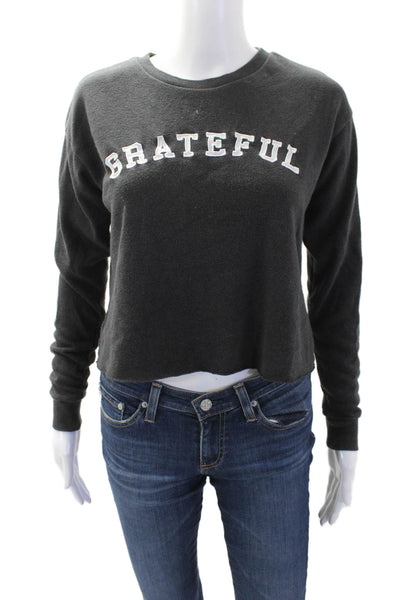 Spiritual Gangster Womens Cotton Long Sleeve Round Neck Knit Top Gray XS