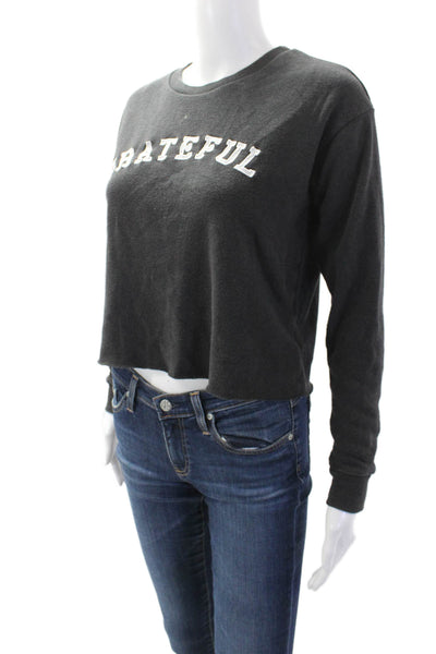 Spiritual Gangster Womens Cotton Long Sleeve Round Neck Knit Top Gray XS