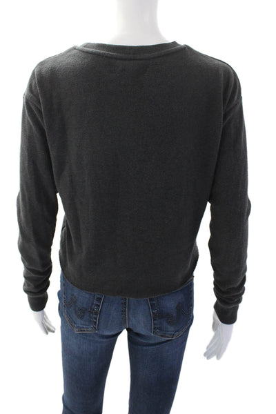 Spiritual Gangster Womens Cotton Long Sleeve Round Neck Knit Top Gray XS