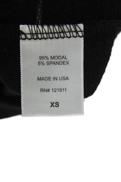 LNA Womens Textured Round Neck Long Sleeve Casual Knit Top Black Size XS