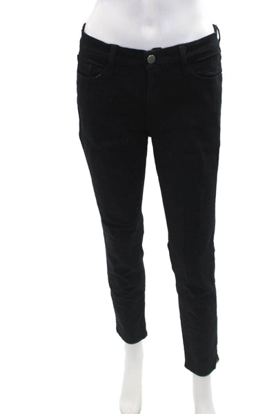 Frame Denim Womens Le Skinny de Jeanne Crop Mid-Rise Jeans Black Size 28