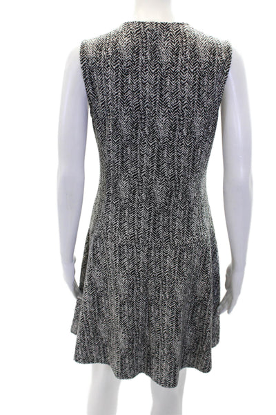 Theory Womens Herringbone Print Sleeveless Zippered Mini Dress Black Size 2