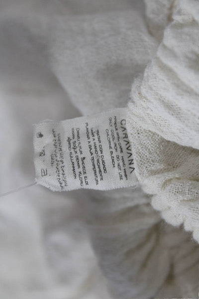 Caravana Womens Cotton Elastic Waist Raw Hem Detail Skirt White Size S