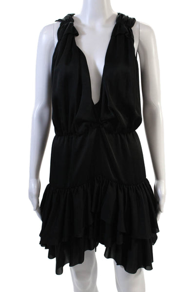 Designers Remix Charlotte Eskilden Womens Sleeveless Ruffle Dress Black Size 34