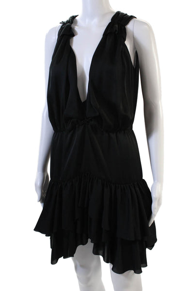 Designers Remix Charlotte Eskilden Womens Sleeveless Ruffle Dress Black Size 34