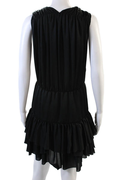 Designers Remix Charlotte Eskilden Womens Sleeveless Ruffle Dress Black Size 34