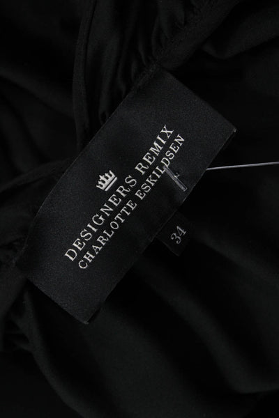 Designers Remix Charlotte Eskilden Womens Sleeveless Ruffle Dress Black Size 34