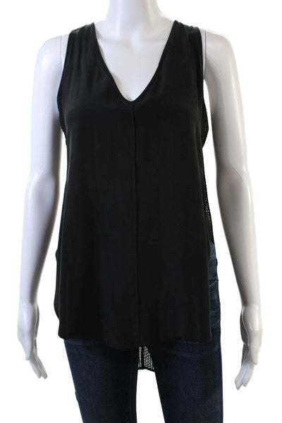 10 Crosby Derek Lam Womens Mesh Back Sleeveless V-Neck Blouse Black Size 0
