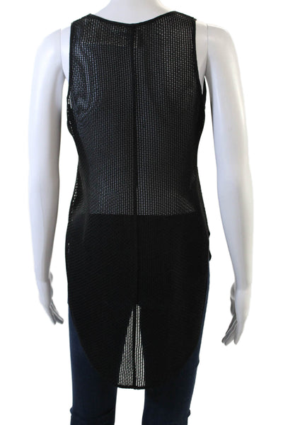 10 Crosby Derek Lam Womens Mesh Back Sleeveless V-Neck Blouse Black Size 0