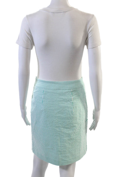 Renuar Womens Striped Print Stretch Casual A-Line Mini Skirt Green Size 0