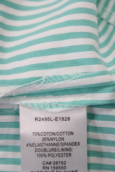 Renuar Womens Striped Print Stretch Casual A-Line Mini Skirt Green Size 0