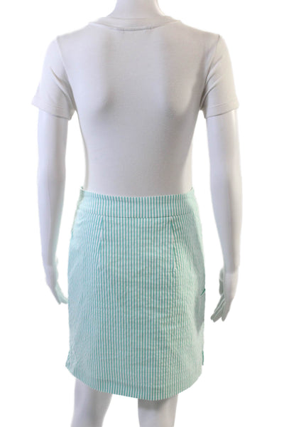 Renuar Womens Striped Print Stretch Casual A-Line Mini Skirt Green Size 4
